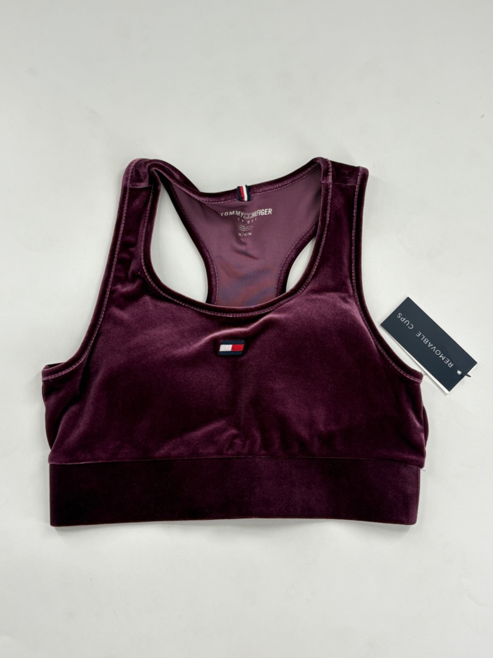 Tommy Hilfiger Velvet Racerback Sports Bra - Plum